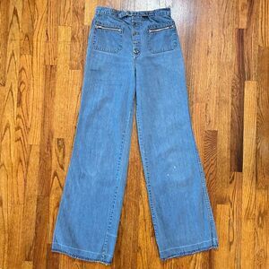 1970s High Waist Light Wash Flare Jeans